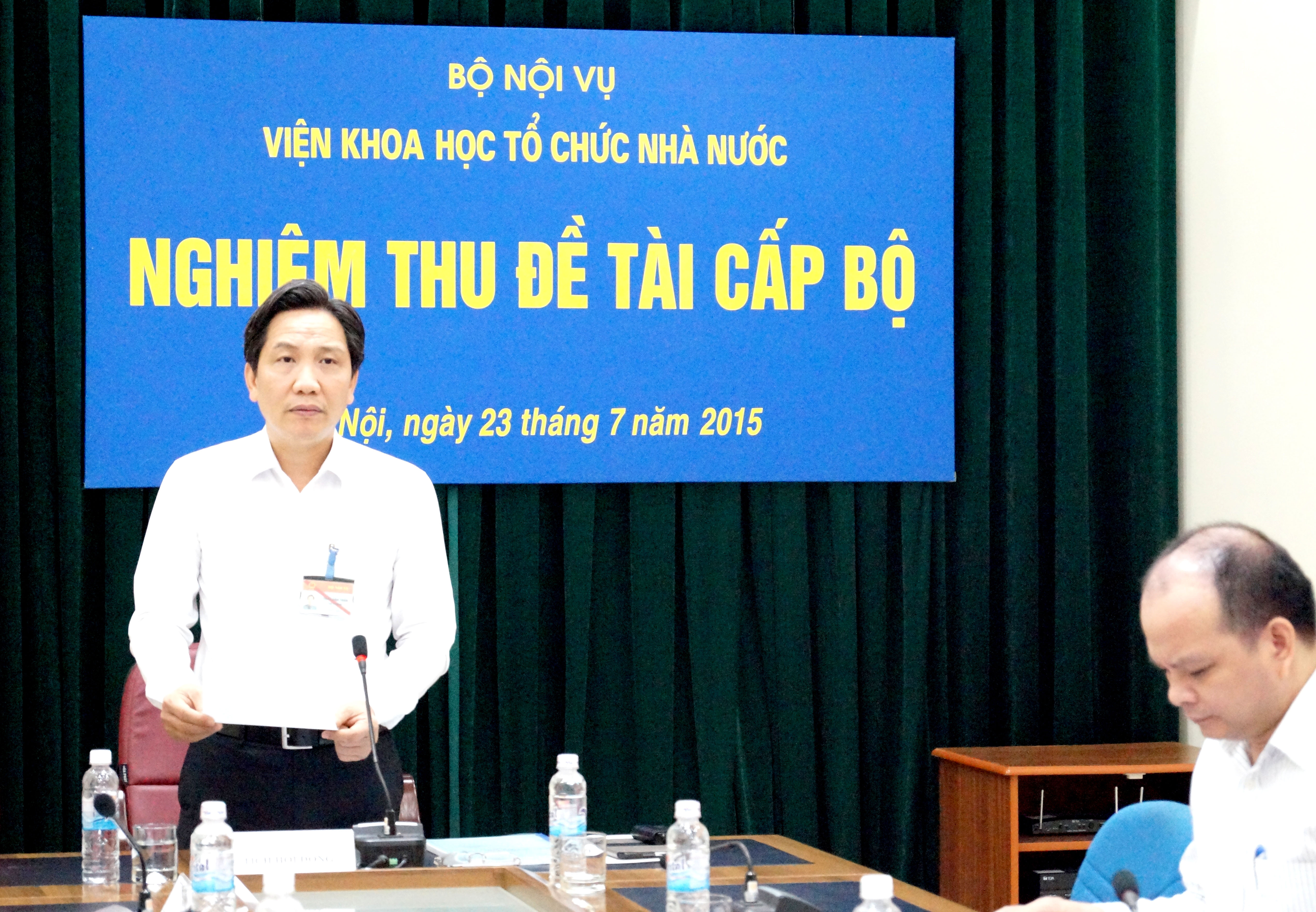  Nghiệm thu đề tài khoa học cấp Bộ "Các giải pháp đẩy mạnh ứng dụng hệ thống quản lý chất lượng theo tiêu chuẩn TCVN ISO trong công tác quản lý nhà nước của Bộ Nội vụ"