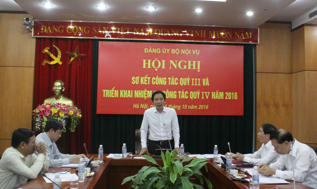 Đảng ủy Bộ Nội vụ: Hội nghị Sơ kết công tác quý III và triển khai nhiệm vụ công tác quý IV năm 2016