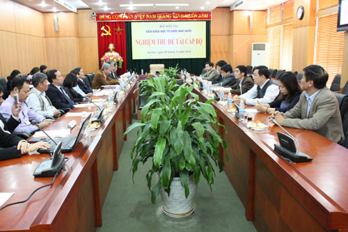 Nghiệm thu Đề tài khoa học cấp Bộ: "Đổi mới quản lý nhà nước đối với hội, tổ chức phi chính phủ ở nước ta trong điều kiện hội nhập quốc tế"