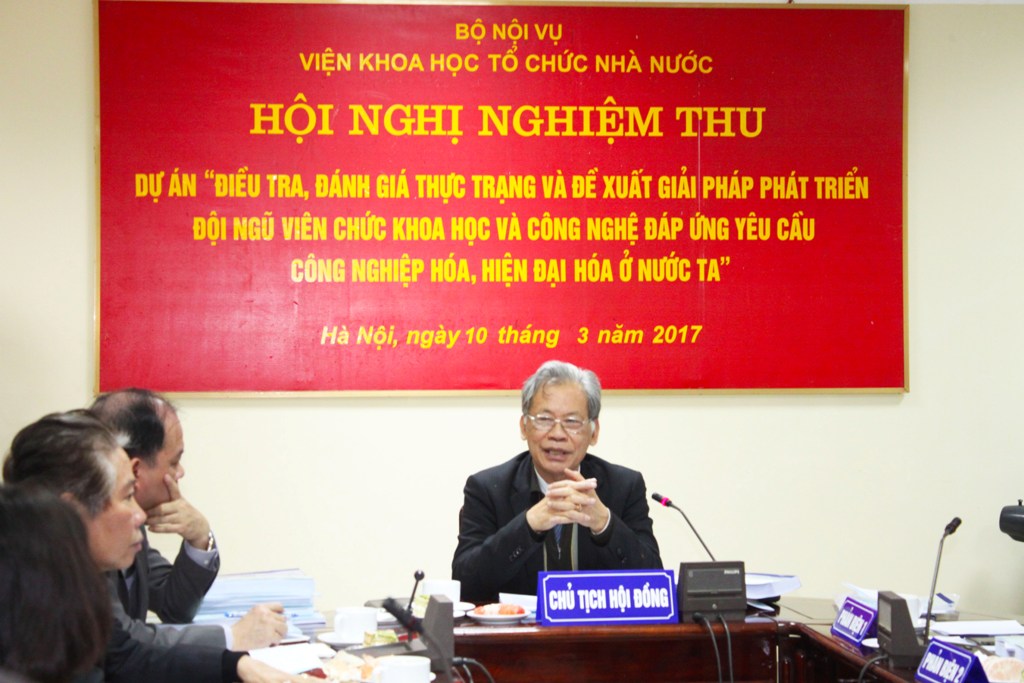 Nghiệm thu Dự án “Điều tra, đánh giá thực trạng và đề xuất giải pháp phát triển đội ngũ viên chức khoa học và công nghệ đáp ứng yêu cầu công nghiệp hóa, hiện đại hóa ở nước ta”