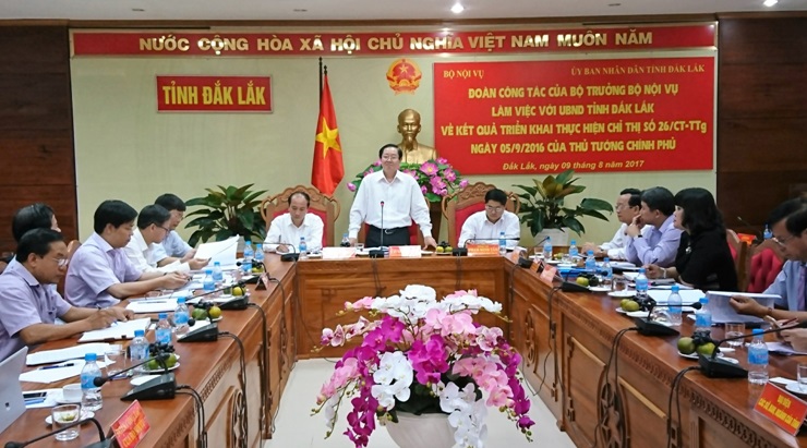 Đoàn công tác của Bộ trưởng Bộ Nội vụ làm việc với tỉnh Đắk Lắk