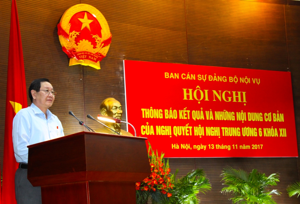 Ban Cán sự đảng Bộ Nội vụ tổ chức Hội nghị thông báo kết quả và những nội dung cơ bản của Nghị quyết Hội nghị Trung ương 6 khóa XII