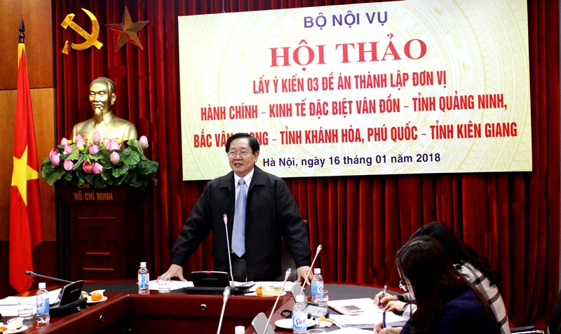 Hội thảo lấy ý kiến 03 Đề án thành lập đơn vị hành chính - kinh tế đặc biệt Vân Đồn, Bắc Vân Phong và Phú Quốc