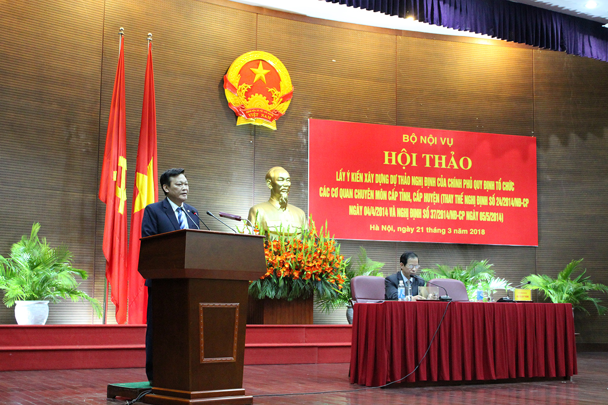 Hội thảo Lấy ý kiến xây dựng dự thảo Nghị định của Chính phủ quy định tổ chức các cơ quan chuyên môn cấp tỉnh, cấp huyện tại Hà Nội