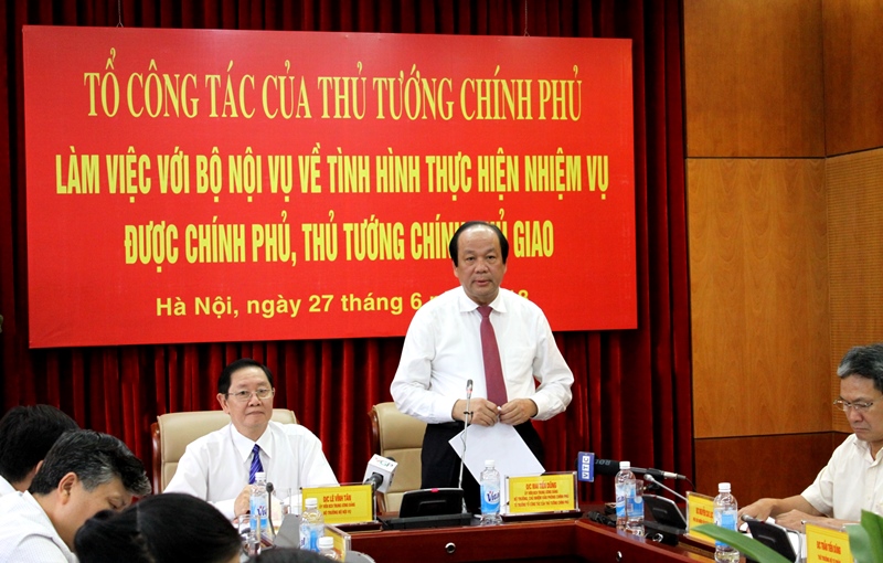 Tổ công tác của Thủ tướng Chính phủ làm việc với Bộ Nội vụ về tình hình thực hiện nhiệm vụ được Chính phủ, Thủ tướng  Chính phủ giao