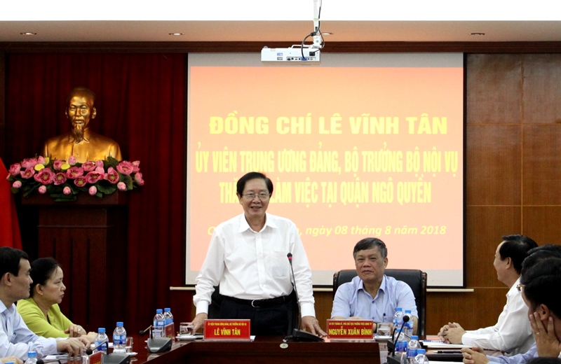 Bộ trưởng Lê Vĩnh Tân thăm và làm việc tại quận Ngô Quyền, thành phố Hải Phòng