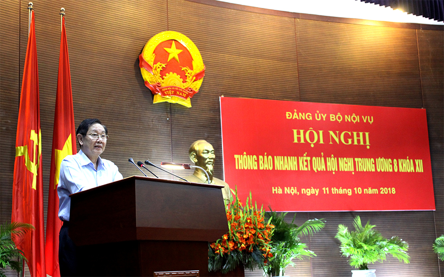 Đảng ủy Bộ Nội vụ tổ chức Hội nghị thông báo nhanh kết quả Hội nghị Trung ương 8 khóa XII