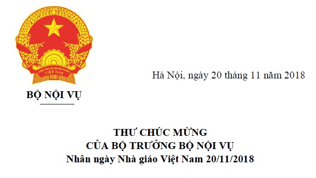 Thư chúc mừng của Bộ trưởng Bộ Nội vụ Lê Vĩnh Tân nhân ngày Nhà giáo Việt Nam 20/11