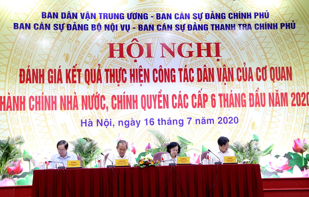 Hội nghị đánh giá kết quả thực hiện công tác dân vận của cơ quan hành chính nhà nước, chính quyền các cấp 6 tháng đầu năm 2020