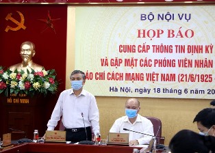 Bộ Nội vụ họp báo cung cấp thông tin định kỳ cho báo chí quý II/2021