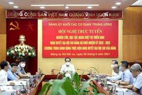 Hội nghị trực tuyến nghiên cứu, học tập quán triệt và triển khai Nghị quyết Đại hội XIII của Đảng bộ Khối các cơ quan Trung ương nhiệm kỳ 2020-2025