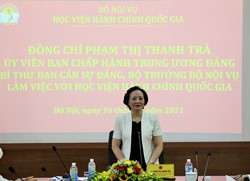 Bộ trưởng Phạm Thị Thanh Trà làm việc với Học viện Hành chính Quốc gia