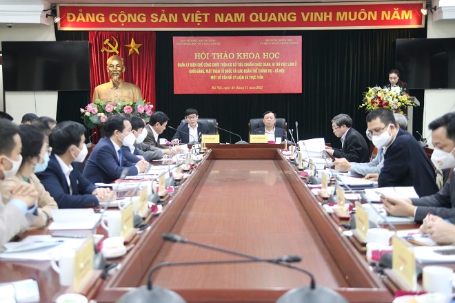 Hội thảo khoa học về quản lý biên chế công chức trên cơ sở tiêu chuẩn chức danh, vị trí việc làm ở khối đảng, mặt trận Tổ quốc và các đoàn thể chính trị - xã hội