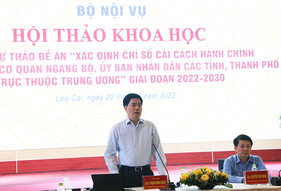 Hội thảo khoa học góp ý dự thảo Đề án “Xác định Chỉ số cải cách hành chính của các Bộ, cơ quan ngang Bộ, Ủy ban nhân dân các tỉnh, thành phố trực thuộc Trung ương” giai đoạn 2022 - 2030 tại Lào Cai