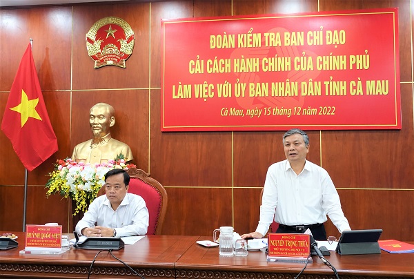 Đoàn kiểm tra Ban Chỉ đạo cải cách hành chính của Chính phủ làm việc với UBND tỉnh Cà Mau