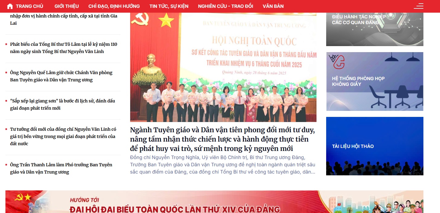 Ban Tuyên giáo và Dân vận Trung ương tổ chức khai trương Hệ thống thông tin Tuyên giáo và Dân vận