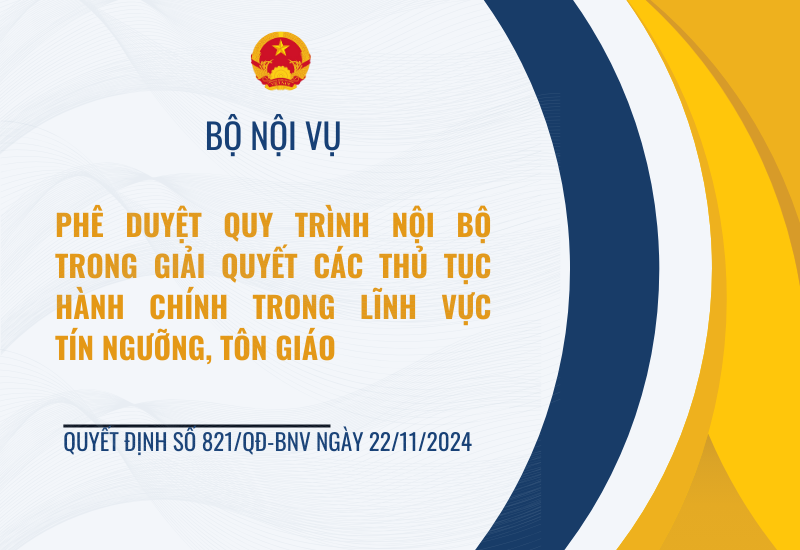 Phê duyệt quy trình nội bộ trong giải quyết các thủ tục hành chính lĩnh vực tín ngưỡng, tôn giáo