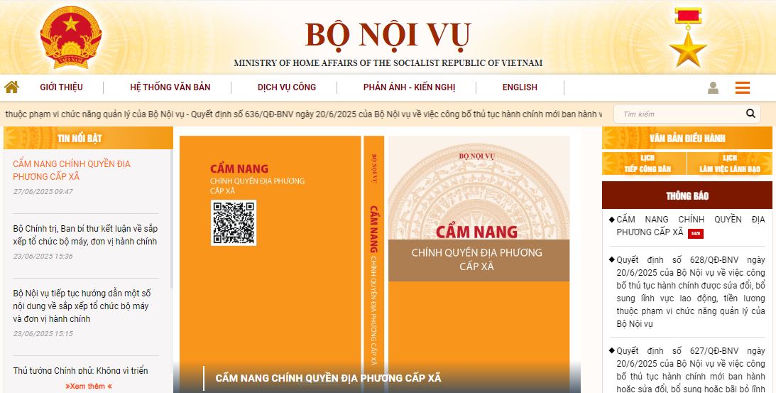Quy chế hoạt động và cung cấp thông tin của Cổng thông tin điện tử Bộ Nội vụ trên môi trường mạng