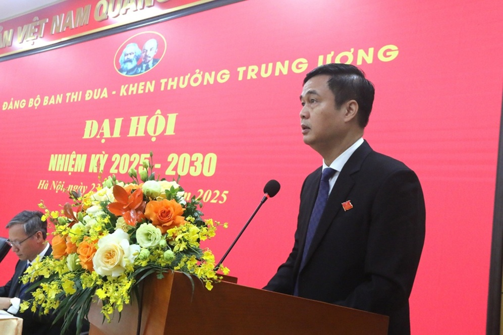 Đồng chí Phạm Huy Giang, Bí thư Đảng ủy, Trưởng ban Ban Thi đua - Khen thưởng Trung ương phát biểu khai mạc Đại hội