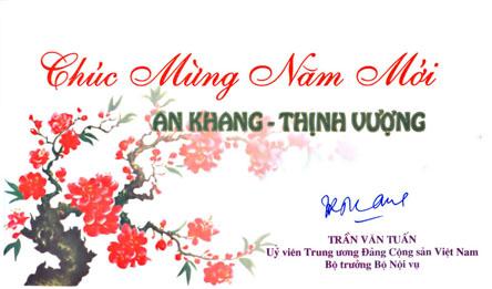  Thư chúc mừng năm mới của Bộ trưởng Bộ Nội vụ Trần Văn Tuấn gửi cán bộ, công chức, viên chức ngành Nội vụ Xuân Canh Dần 2010