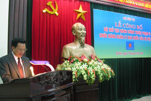 Bài phát biểu của Bộ trưởng Bộ Nội vụ Trần Văn Tuấn tại Lễ công bố Bộ thủ tục hành chính thuộc phạm vi chức năng quản lý nhà nước của Bộ Nội vụ