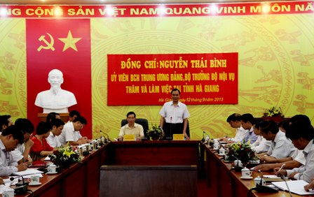  Bộ trưởng Bộ Nội vụ Nguyễn Thái Bình thăm và làm việc tại Hà Giang 