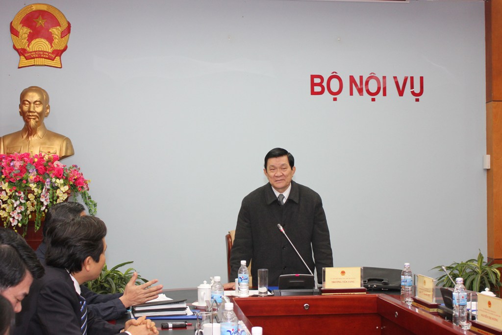 Chủ tịch nước Trương Tấn Sang thăm và làm việc với Bộ Nội vụ