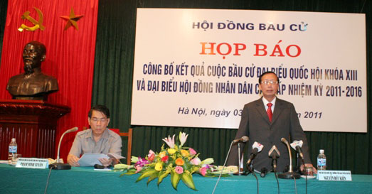 Công bố kết quả bầu cử đại biểu Quốc hội khóa XIII và đại biểu Hội đông nhân các cấp nhiệm kỳ 2011-2016