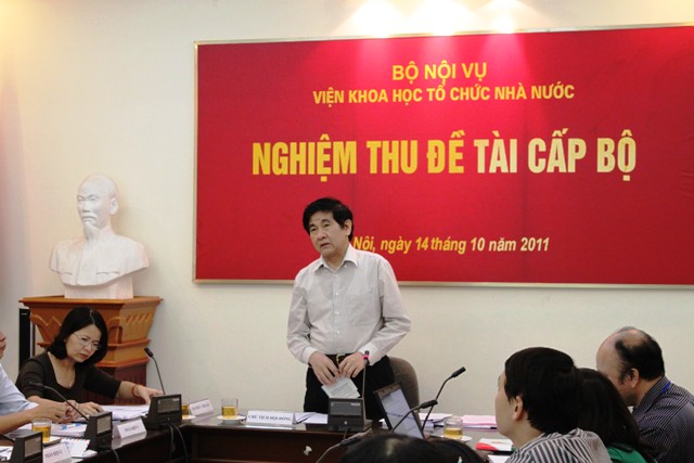 Nghiệm thu Đề tài cấp Bộ: “Nghiên cứu việc thi tuyển một số chức danh lãnh đạo gắn với chuyên môn nghiệp vụ trong bộ máy hành chính nhà nước”